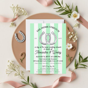 Derby Wedding Shower Mint Cabana Stripes Horseshoe Invitation