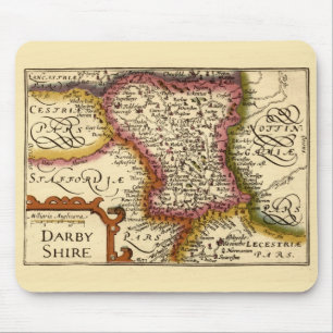 Derbyshire (Darbyshire) County England Antique Map Mouse Mat