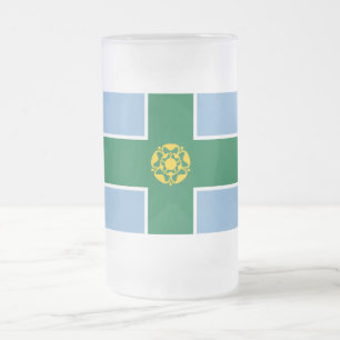 Derbyshire Flag Frosted Glass Beer Mug