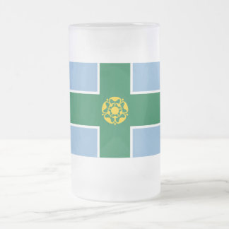 Derbyshire Flag Frosted Glass Beer Mug