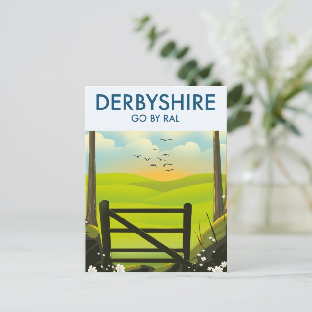 Derbyshire Landscape travel poster Postcard (Standing Front)