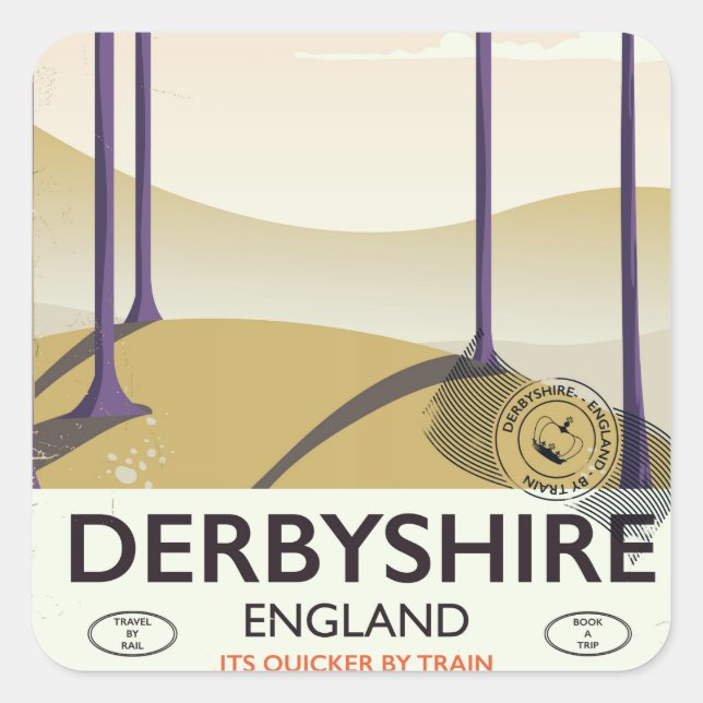 Derbyshire vintage rail poster. square sticker (Front)