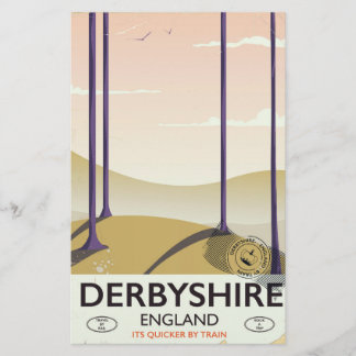 Derbyshire vintage rail poster. stationery