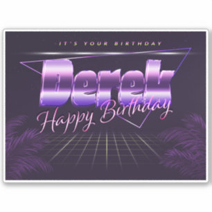 Derek Name First name lila retro Sticker Birthday