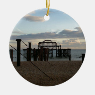 Derelict West Pier Brighton England Ceramic Tree Decoration