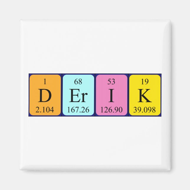 Derik periodic table name magnet (Front)