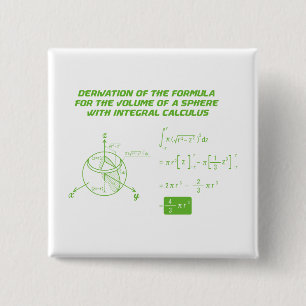 Derivation of the formula for volume of sphere 15 cm square badge