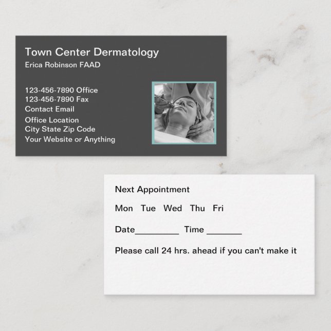 Dermatologist Appointment Business Cards (Front/Back)