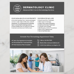 Dermatologist Dermatology Clinic Logo QR Gray Flyer