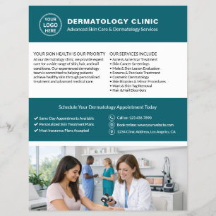 Dermatologist Dermatology Clinic Logo QR Teal Flyer
