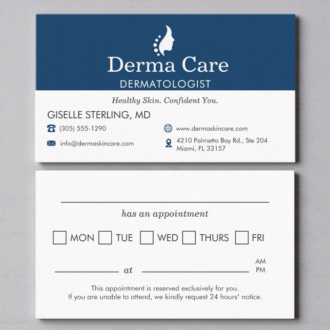Dermatologist Doctor Office Appointment Reminder Card (Creator Uploaded)