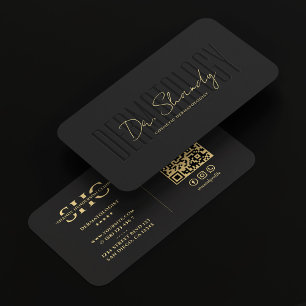 Dermatologist Elegant Black Gold Monogram Modern Business Card
