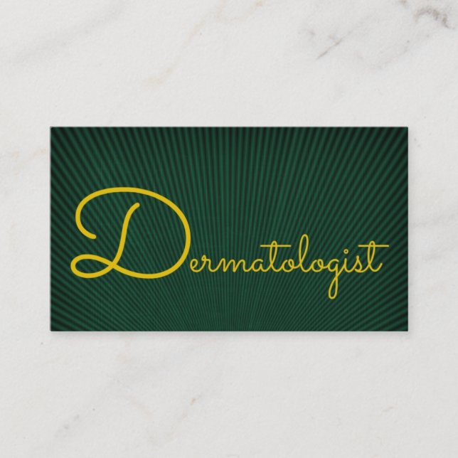 Dermatologist Green and Gold Business Card (Front)