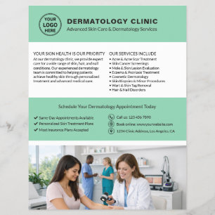 Dermatologist Skin Doctor Logo QR Soft Green Flyer