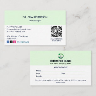 Dermatology Clinic Business   Clean Appointment Business Card