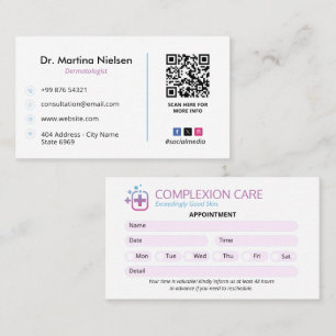 Dermatology Clinic Business   Clean Appointment Business Card