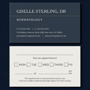 Dermatology Doctor Office Appointment Reminder Business Card