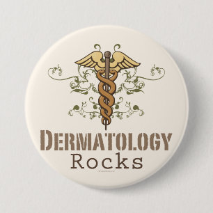 Dermatology Rocks Caduceus Button