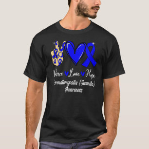 Dermatomyositis Juvenile Peace Love Hope Blue Ribb T-Shirt