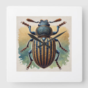Dermestid Beetle in Watercolor and Ink 280824IREF2 Square Wall Clock