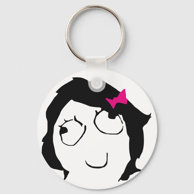 Derpina - black hair, pink ribbon key ring (Front)