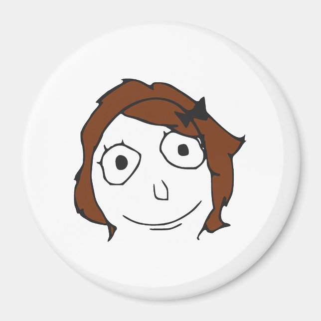 Derpina Brown Hair Rage Face Meme Magnet (Front)