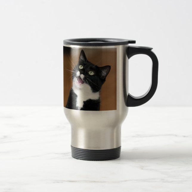 Derpy Cat Making a Silly Face Travel Mug (Right)