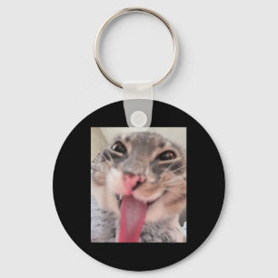 Derpy Cat Tongue Out Meme Funny Weirdcore Gifts Me Key Ring