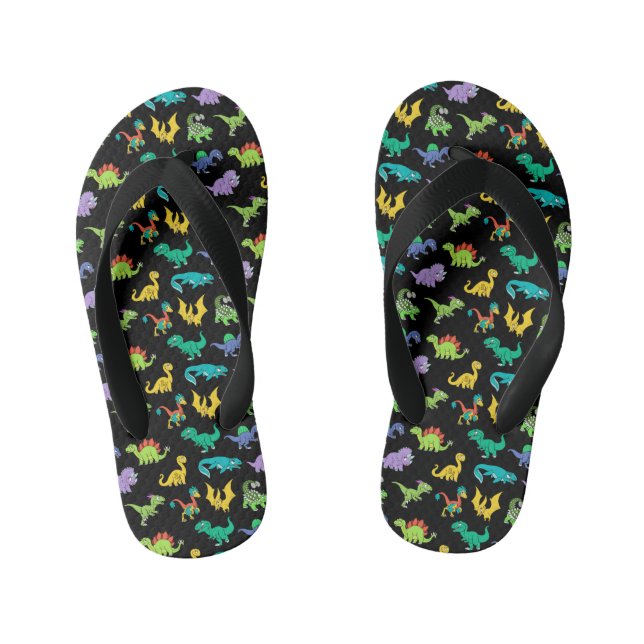 Derpy Dinosaurs pattern Kid's Flip Flops (Footbed)