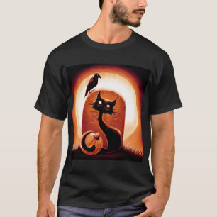 Derpy Halloween Cat by a Tombstone T-Shirt