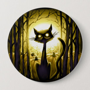Derpy Little Halloween Cat in a Pumpkin Patch 10 Cm Round Badge