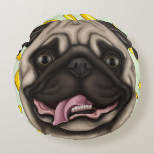 Derpy Pugs Round Cushion