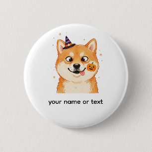 Derpy Shiba Inu Halloween Pumpkin 6 Cm Round Badge