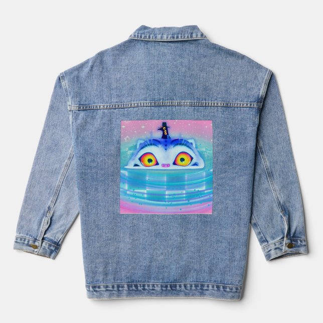 Derpy Tiger K Pop Denim Jacket (Back)