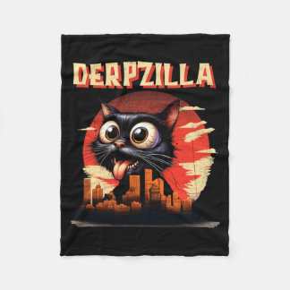 Derpzilla Funny Derpy Giant Cat Kitten City Fleece Blanket