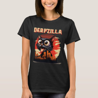 Derpzilla Funny Derpy Giant Cat Kitten City T-Shirt