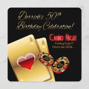 Derrick's Vegas Casino Night 50th Birthday Party Invitation