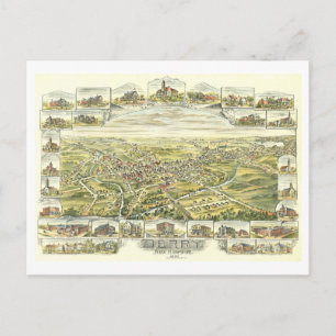 Derry, New Hampshire, Vintage Map Postcard