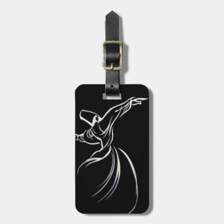 Dervish Line Drawing Calligrapy Style In White Luggage Tag