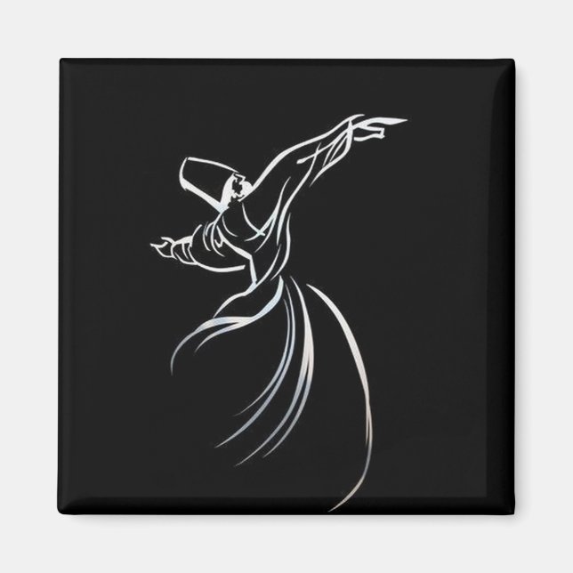 Dervish Line Drawing Calligrapy Style In White Magnet (Front)