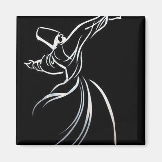 Dervish Line Drawing Calligrapy Style In White Magnet