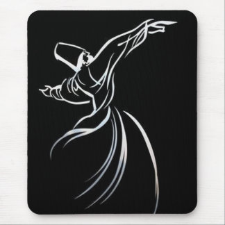 Dervish Line Drawing Calligrapy Style In White Mouse Mat