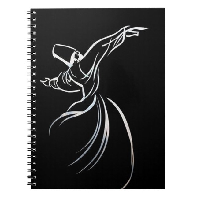 Dervish Line Drawing Calligrapy Style In White Notebook (Front)