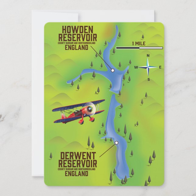 Derwent & Howden Reservoirs map poster (Front)