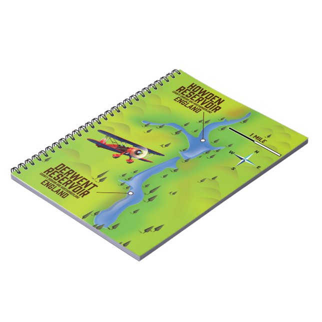 Derwent & Howden Reservoirs map poster Notebook (Left Side)