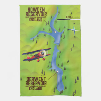 Derwent & Howden Reservoirs map poster Tea Towel