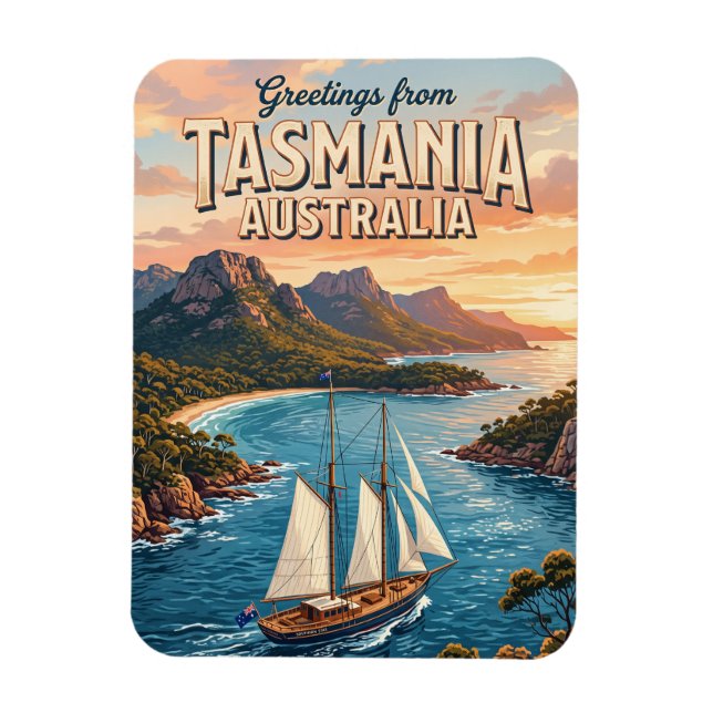 Derwent River Sailing Scene Australia Magnet (Vertical)