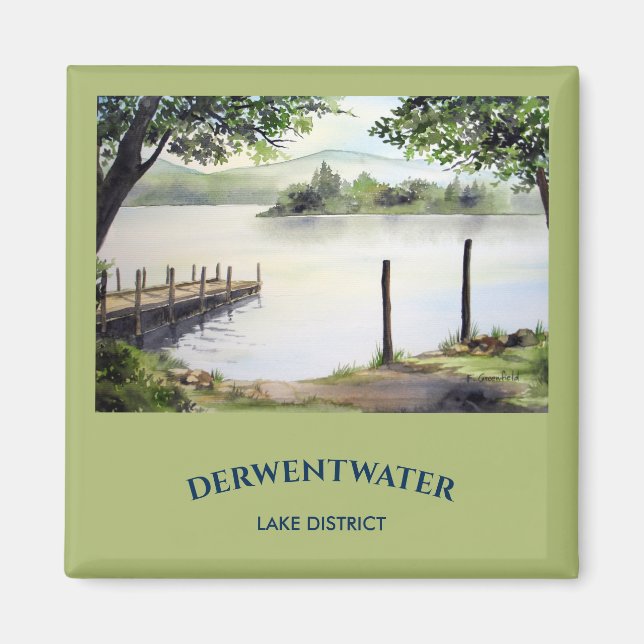 Derwent Water Keswick England Watercolor Painting Magnet (Front)