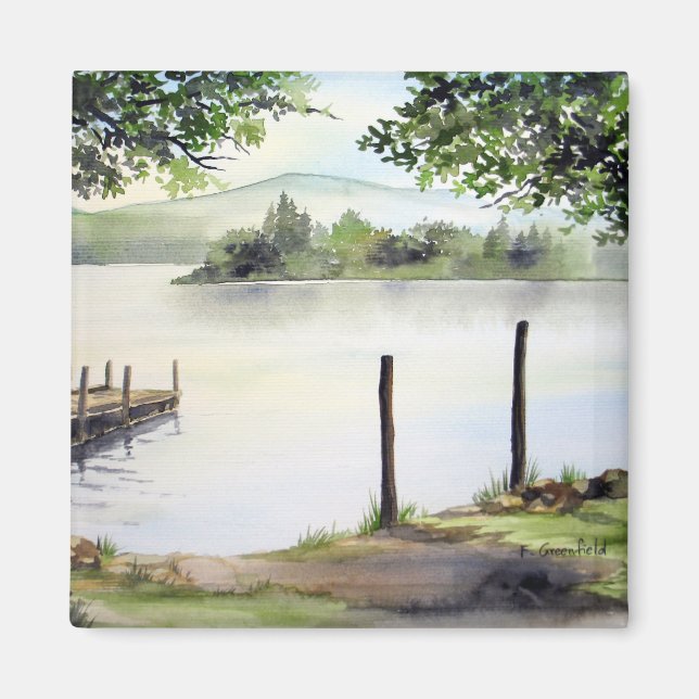 Derwent Water Keswick England Watercolor Painting Magnet (Front)