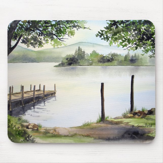 Derwent Water Keswick England Watercolor Painting Mouse Mat (Front)